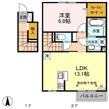 広丘駅 徒歩26分 2階の物件間取画像